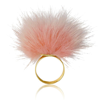 Mileez Fur Pom Pom Adjustable Ring