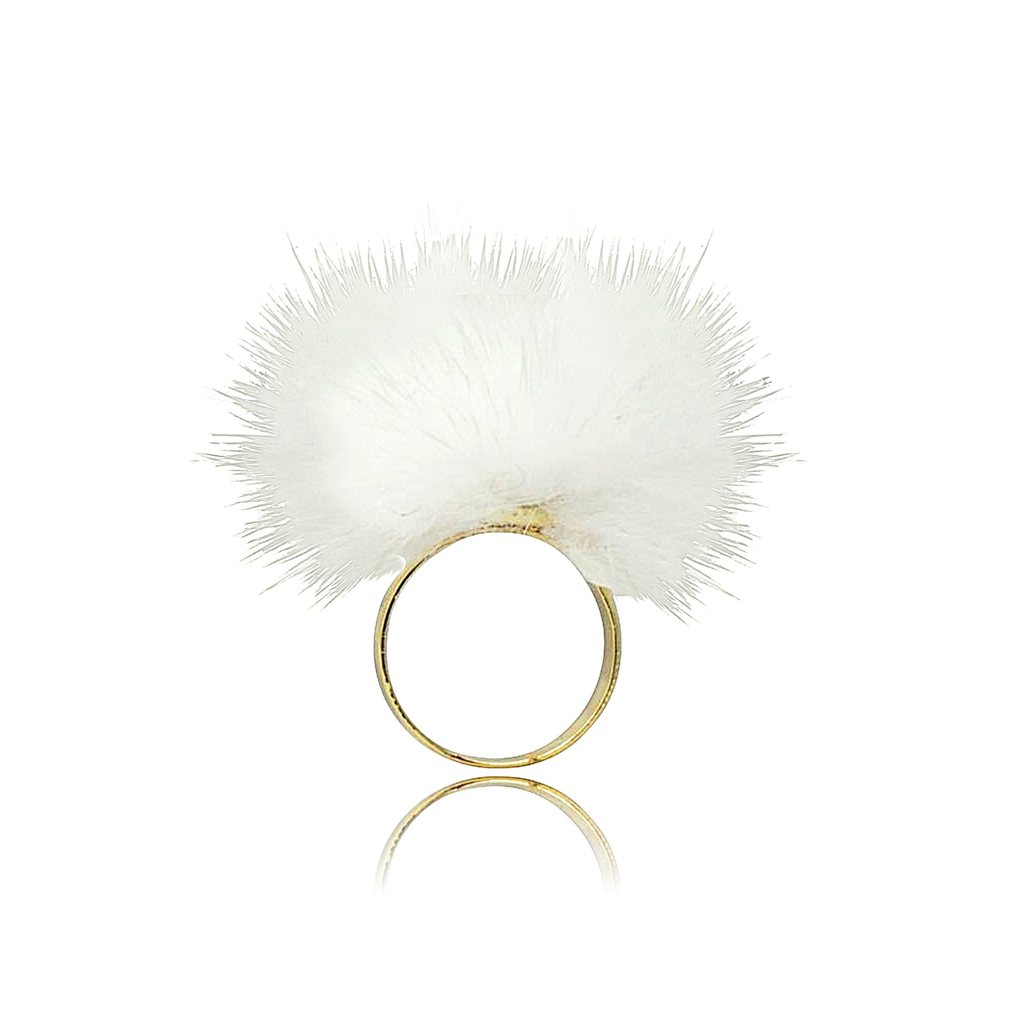 Mileez Fur Pom Pom Adjustable Ring