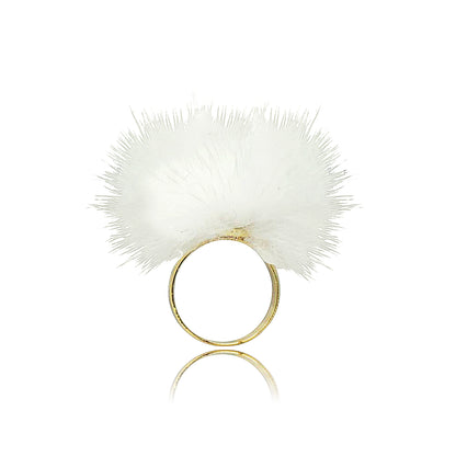 Mileez Fur Pom Pom Adjustable Ring