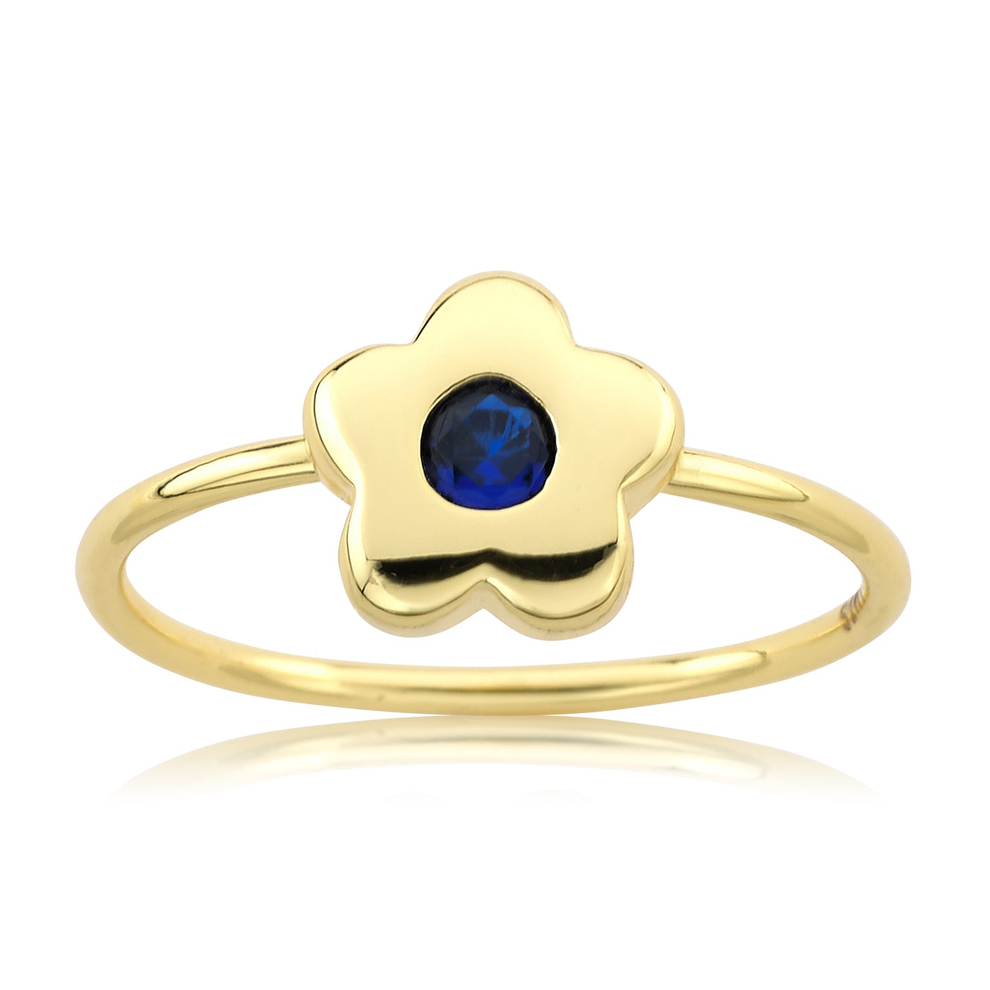 14K Gold Plated Flower Ring with Sapphire Stone