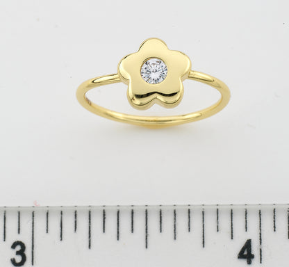 14K Gold Plated Flower Ring with Sapphire Stone