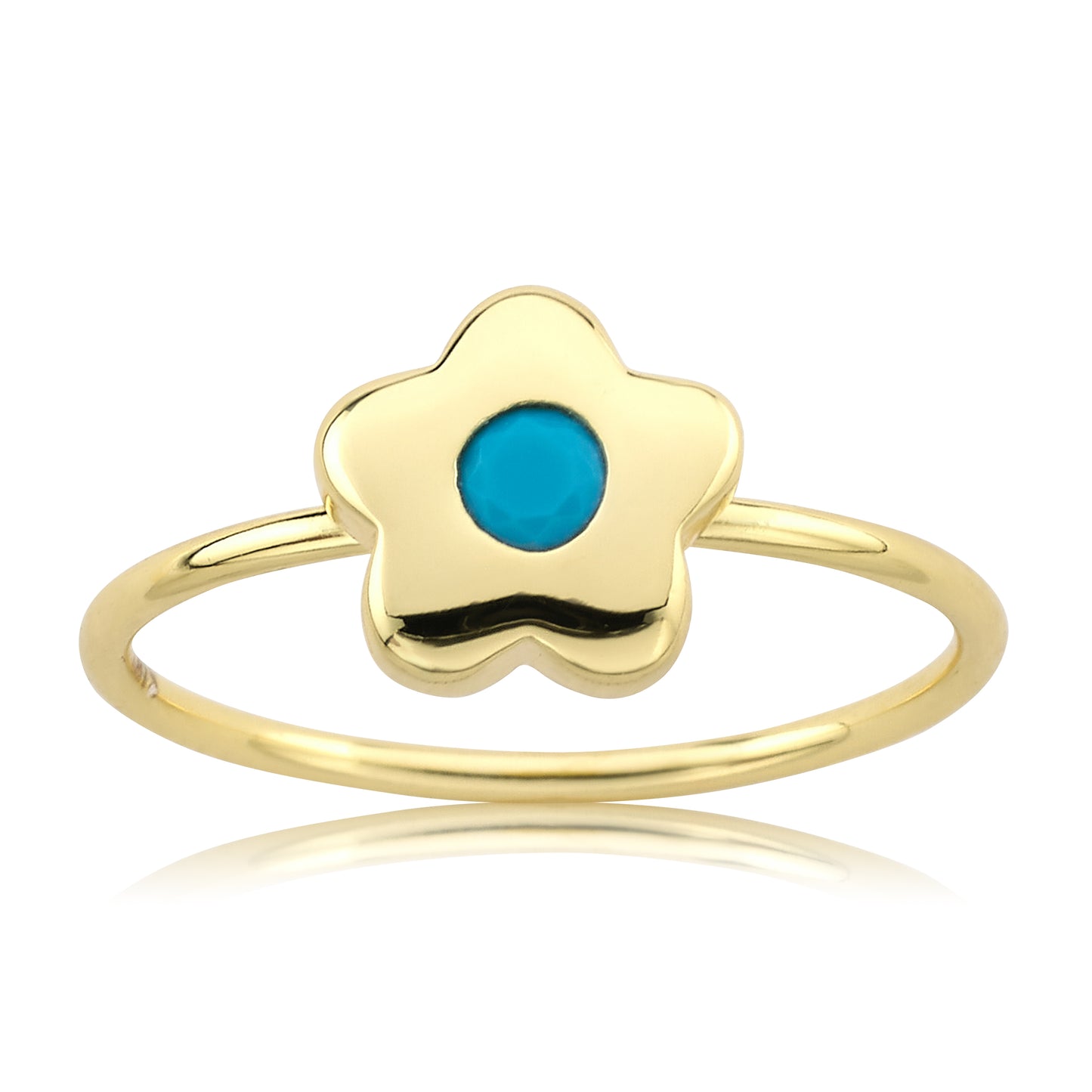 14K Gold Plated Flower Ring with Sapphire Stone