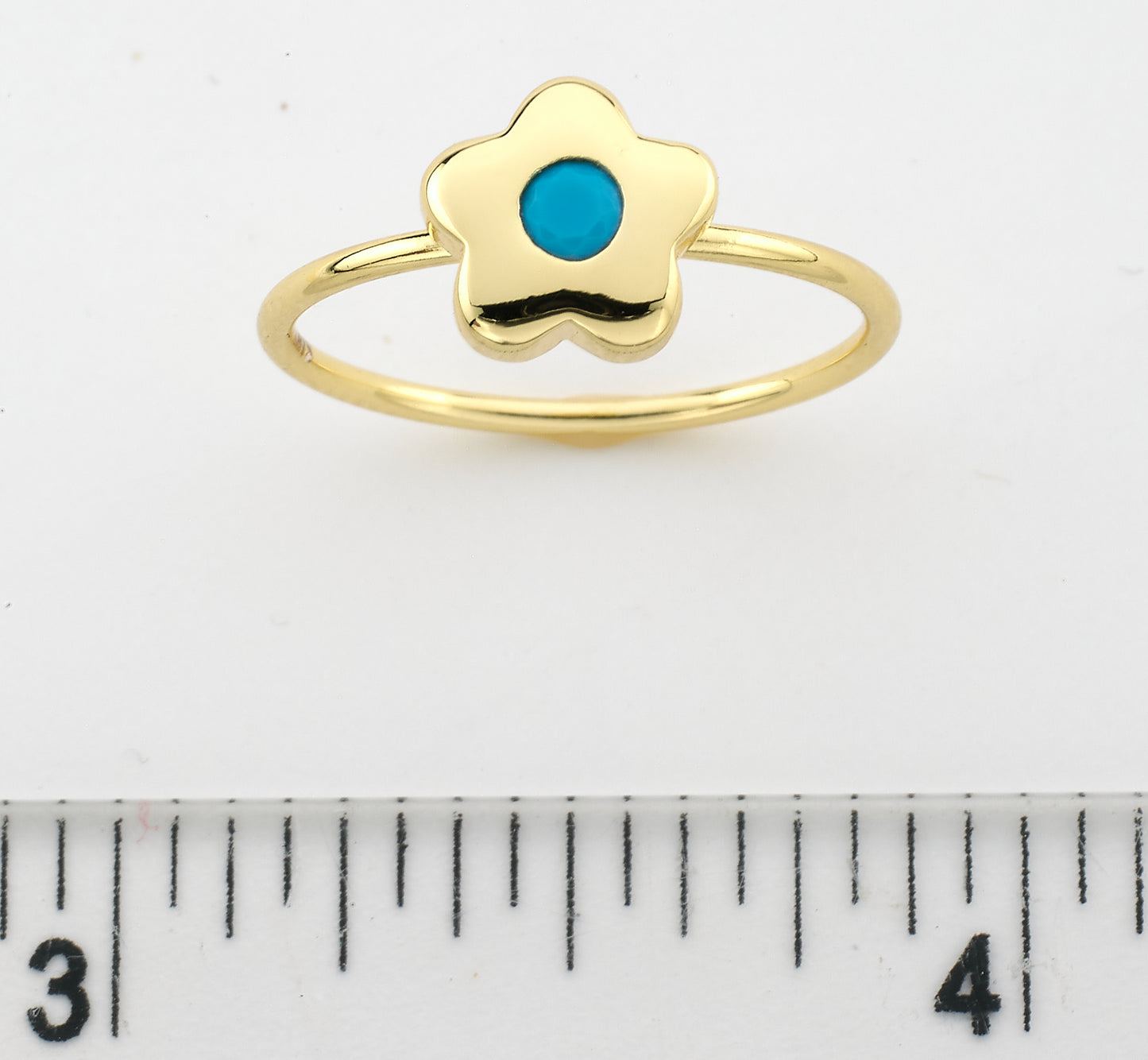 14K Gold Plated Flower Ring with Sapphire Stone