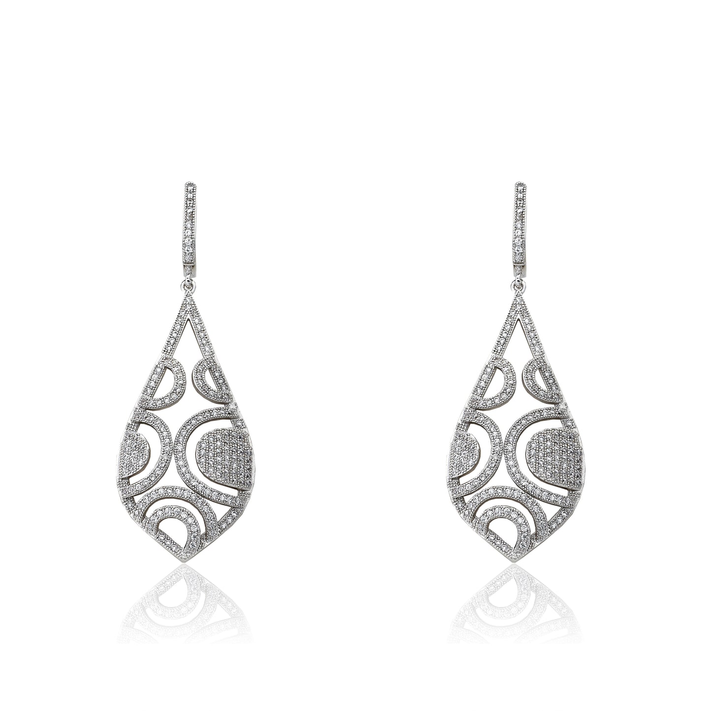 Micro-Pave Exquisite Open Teardrop Dangle Earrings