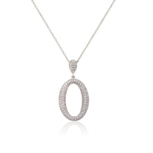 Micro Pave Rhodium O Shaped Necklace