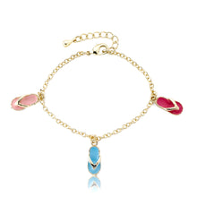 Sam K Multi Color Enamel Flip Flop Charm Bracelet