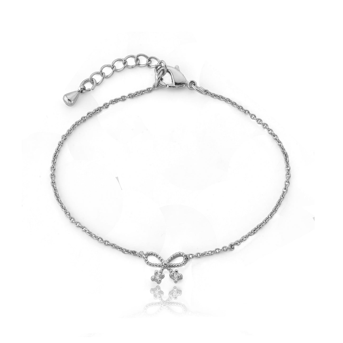 Sam K Rose Rhodium Bow Bracelet