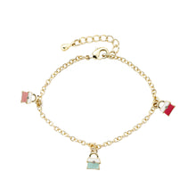 Sam K Multi Color Enamel Handbag Charm Bracelet