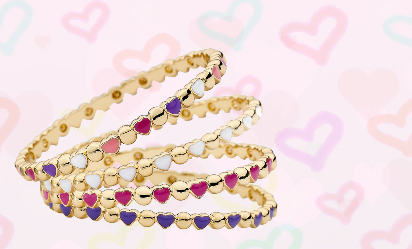 Alternating Enamel Heart Bangle